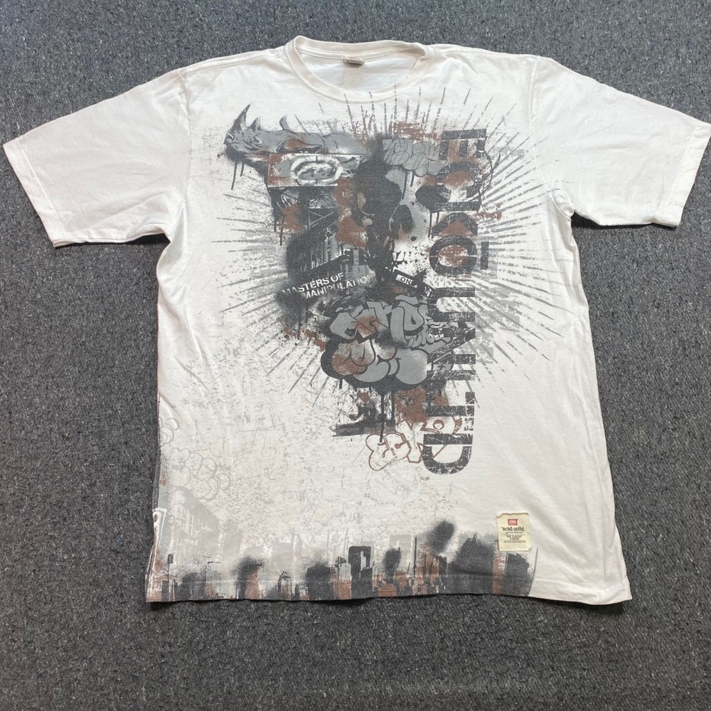 Ecko Unltd TShirt Sz XXL Mens White Skater Masters of Manipulation Rhino Graphic